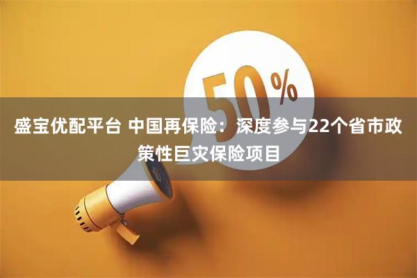 盛宝优配平台 中国再保险：深度参与22个省市政策性巨灾保险项目
